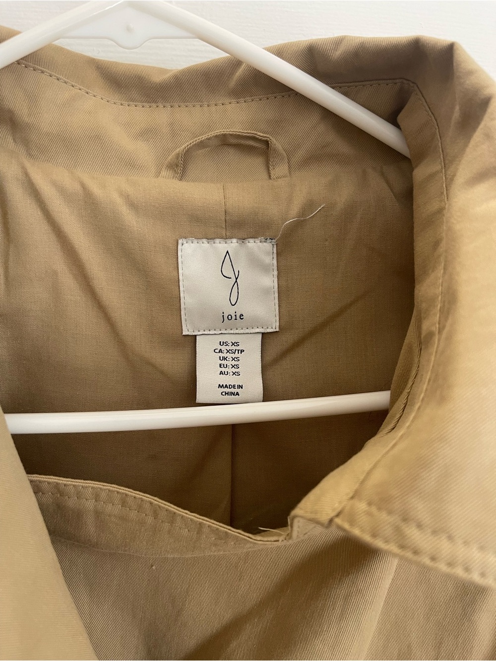 Joie Cropped Trench Coat in Khaki - Picture 2 of 3